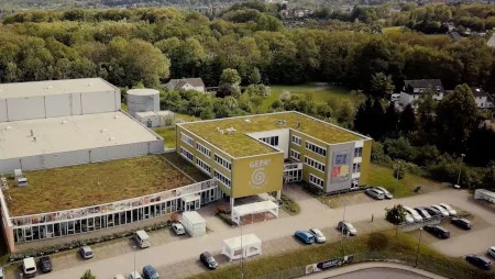 Luftbild vom GEPA-Geb&auml;ude samt Lagerhalle in Wuppertal-Vohwinkel