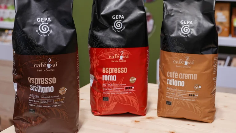 Die drei Barista-Produkte, die zur cafe-si-Linie gehören.