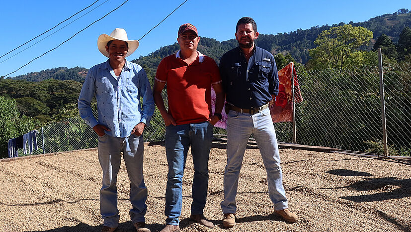 Die drei Initiatoren der Kooperative: Mardo Antonio Vasquez, Deniz Orlando Cortéz und Carlos Guevara