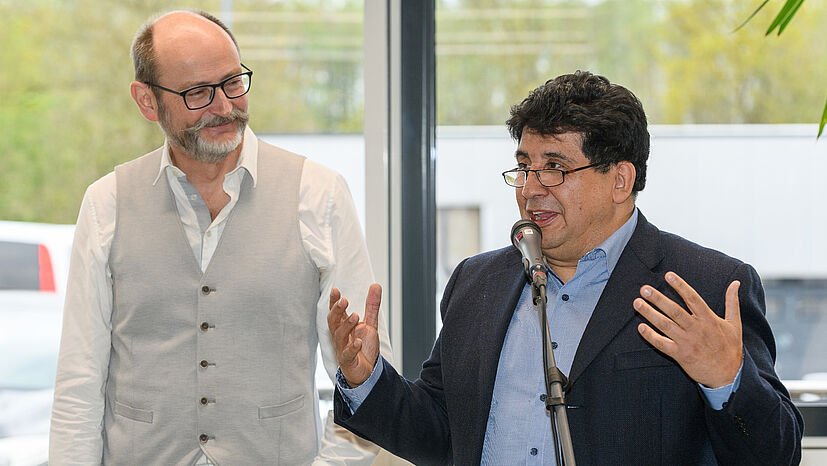 Peter Schaumberger (GEPA-Geschäftsführer Marke und Vertrieb) und Jorge Inostroza (Leitung Vertrieb Weltläden und Weltgruppen) eröffneten die Veranstaltung mit einigen persönlichen Worten.