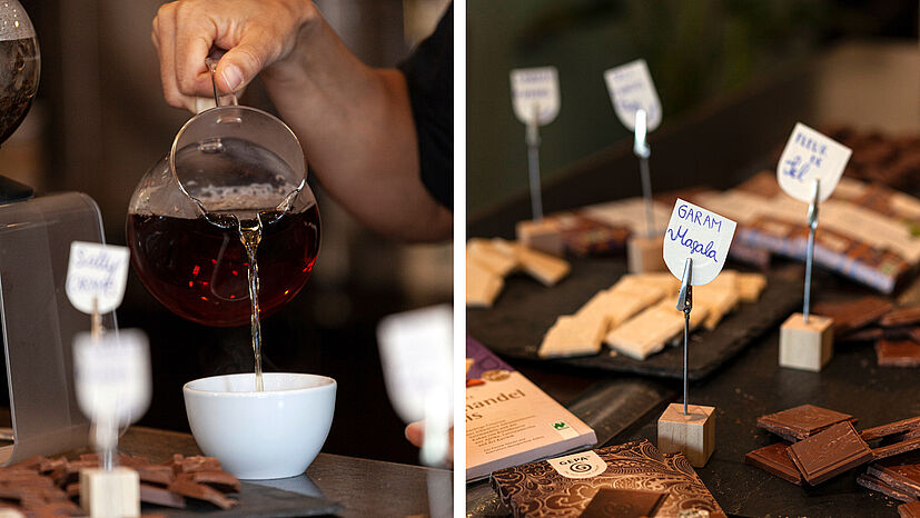 Duftender, heißer Tee und die dazu passenden aromatischen Schokoladen…