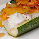 Gefüllte Zucchini mit Thai Kokos Gemüse